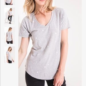 Z Supply Gray White Star Tee Shirt Small V Neck